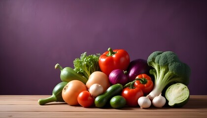 fresh vegetables on wooden table