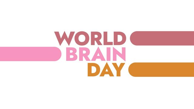 World Brain Day colorful motion graphics seamless loopable text animation on white or black background great for celebrating happy world brain day in july