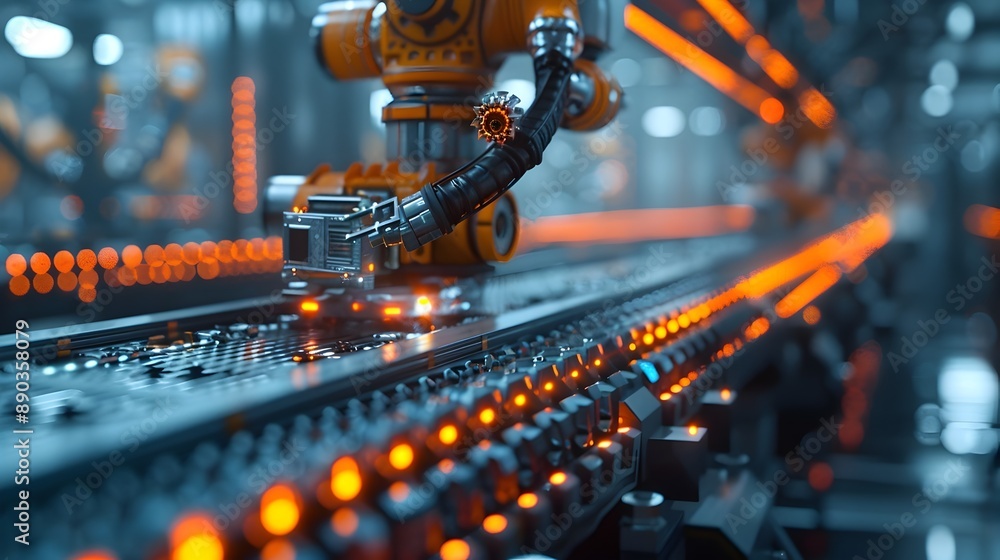 Poster sophisticated industrial automation system with ai powered advanced controls for efficient high tech