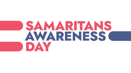 Samaritans Awareness Day colorful text typography on white or black background banner illustration great for wishing and celebrating Happy Samaritans Awareness Day in july