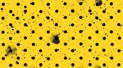 Abstract Black and Yellow Polka Dot Pattern