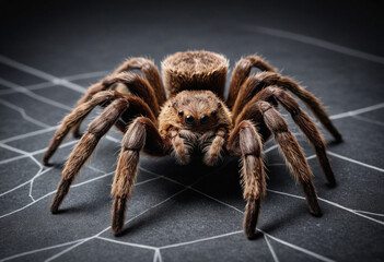  A tarantula sitting on a web. 