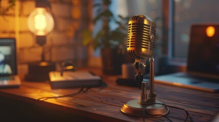 The Vintage Microphone on Desk