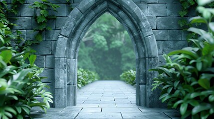 Naklejka premium Haunted House Entrance An archway that resembles the entrance to a haunted house with eerie details