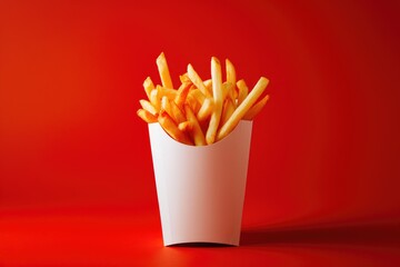 Close-Up of French Fries in White Frybox