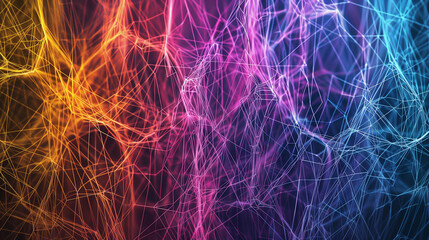 An abstract network of connected lines represents the idea of ​​neurodiversity, showing the diversity and complexity of the human mind and cognitive diversity in society.
