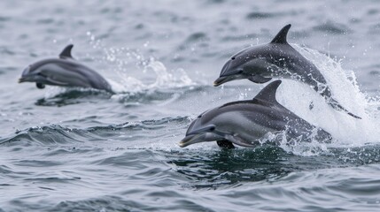 Fototapeta premium Dolphins jumping out of sea