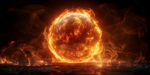 Fototapeta premium Fireball Inferno. Abstract burning sphere with glowing flame