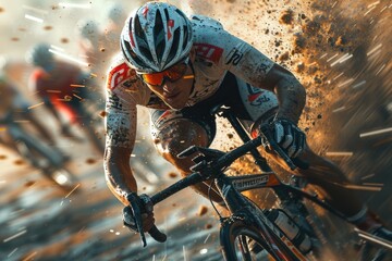 Extreme Close-Up of Cyclist in Competitive Race