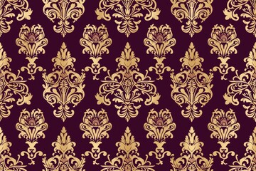 Fototapeta premium Elegant Bordeaux and Gold Rococo Design