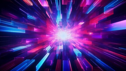 Obraz premium Futuristic Neon Light Tunnel - Abstract Speed Concept Abstract Background