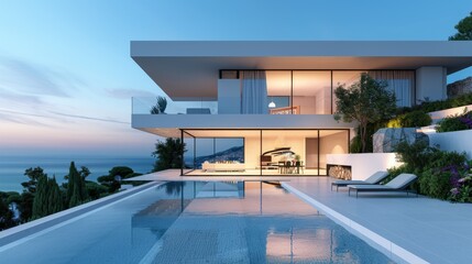 Fototapeta premium Modern Luxury Villa with Infinity Pool