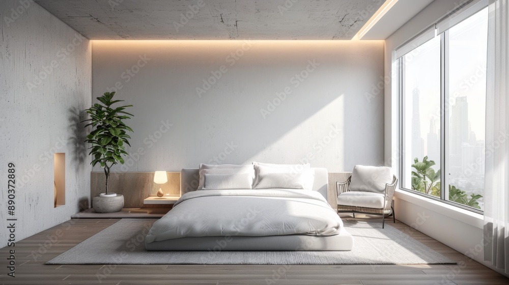 Sticker Modern Minimalist Bedroom Interior