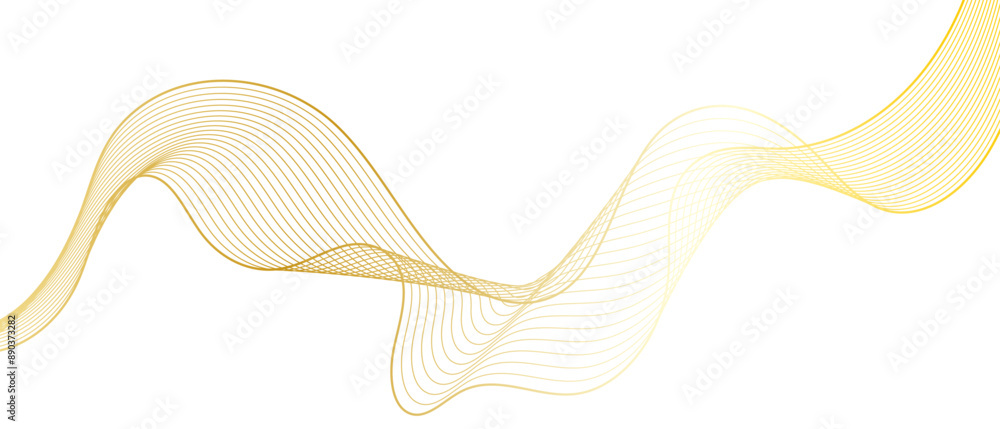 Poster Luxury abstract gold wavy line pattern on transparent background with golden color smooth curves gradient. Vector illustration.