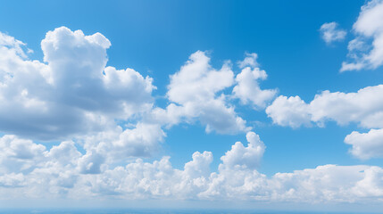 Vast Blue Sky with Fluffy White Clouds