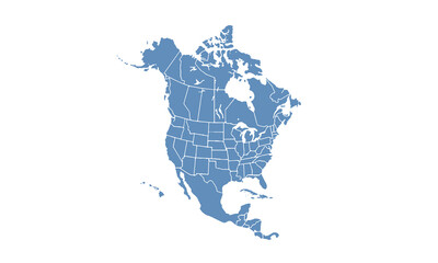 North America map Modern Color,isolated on white background for website layouts,background,education, precise,customizable,Travel worldwide,map silhouette backdrop,earth geography, political,reports.