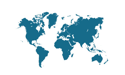 Fototapeta premium World map modern color,isolated on white background for website layouts,background,education, precise,customizable,Travel worldwide,map silhouette backdrop,earth geography, political,reports.