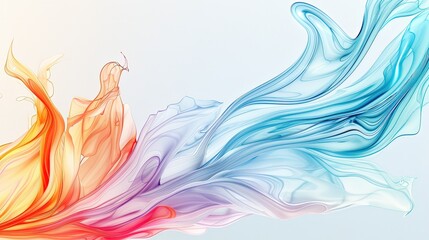Dynamic Abstract Watercolor Painting with Swirling Lines and Vibrant Colors