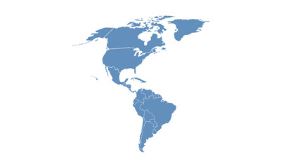 America map Modern Color,isolated on white background for website layouts,background,education, precise,customizable,Travel worldwide,map silhouette backdrop,earth geography, political,reports.