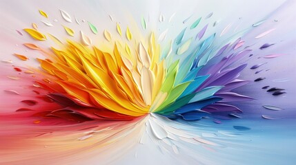 Obraz premium Vibrant Abstract Painting with Central Flower-like Shape