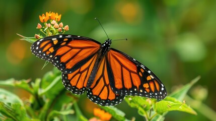 Fototapeta premium Monarch butterfly resting on a wildflower