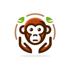 flat vector logo of a monkey.