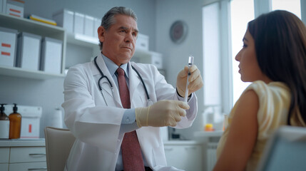 Fototapeta premium A doctor preparing a vaccine dose for a patient.