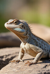 Obraz premium A playful lizard basking in the sun. 