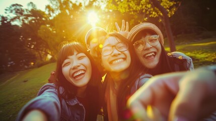 Friends Taking Sunny Selfie