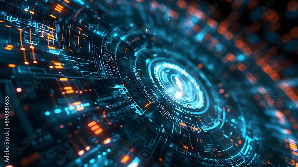 Poster cybersecurity concept with digital lock and futuristic matrix background showcasing high tech cyber 