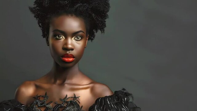 Portrait of a dark-skinned woman over isolated background