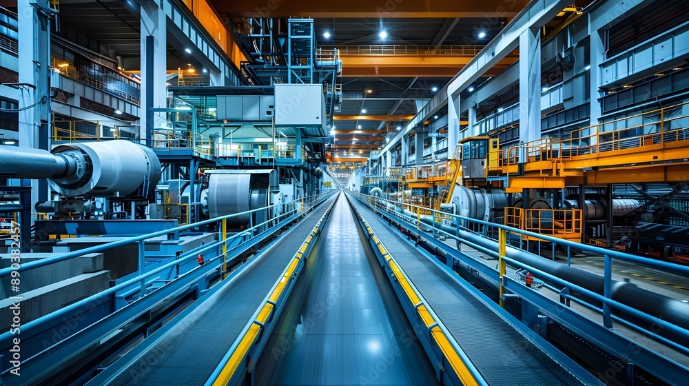Poster automated modern pulp and paper mill with efficient processing systems and clean industry concept