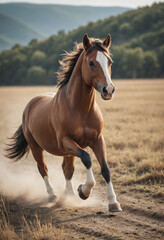 Obraz premium A playful Mustang running free in the wild. 