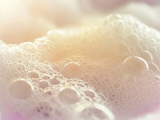 Fototapeta premium Light and Bubbly Soap Foam Captured Through Smartphone Telephoto Lens