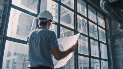 The architect reviewing blueprints