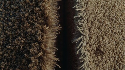  Close-up of soft, plush carpet texture in brown tones. Ideal for home decor, interior design, and textile projects.