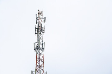 Aerial view of mobile phone cell tower