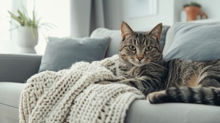  a cat on a cozy sofa 