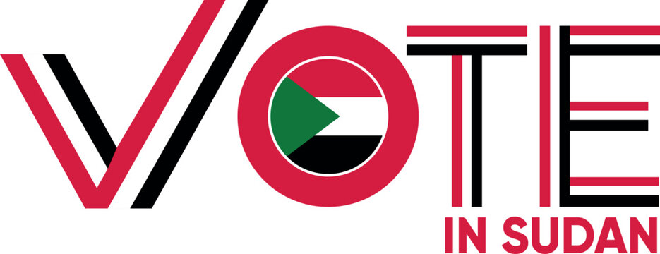 vote word Sudan or Sudani with voting sign showing general election of Sudan, vector illustration