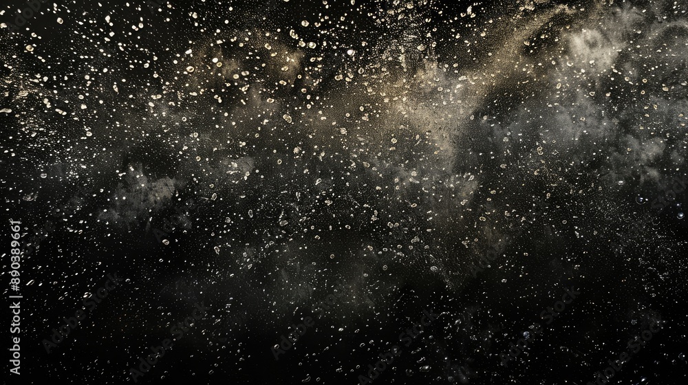 Aufkleber abstract splashes of rain and fog on a black background, creating a dramatic and textured overlay