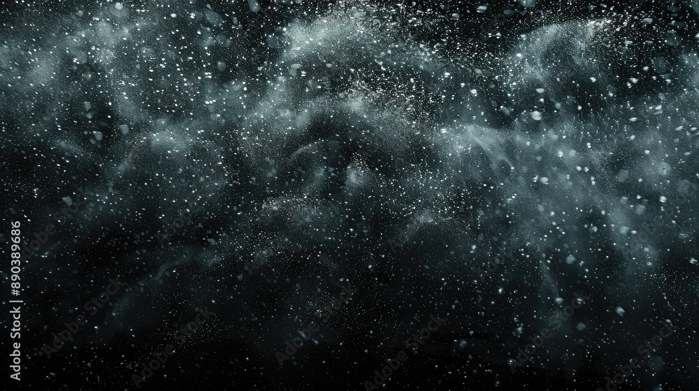 Aufkleber abstract splashes of rain and fog on a black background, creating a dramatic and textured overlay
