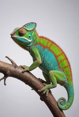 Gardinen  A chameleon changing colors on a branch.  © jarntag