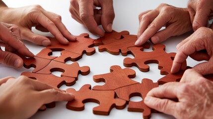 The hands assembling puzzle