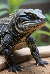 Obraz premium A tegu exploring its enclosure. 