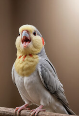  A cockatiel singing a cheerful tune. 
