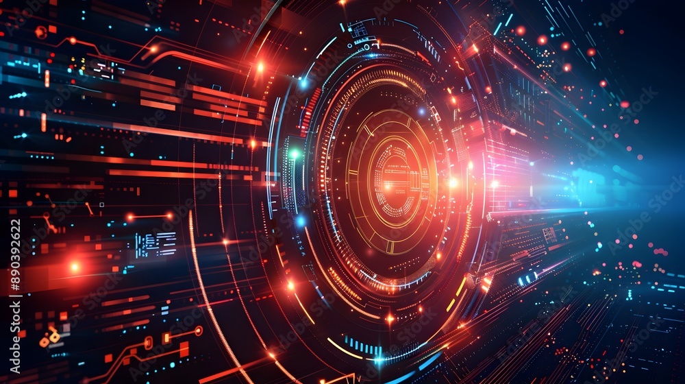 Poster cyber interface with glowing data streams and interactive elements high tech and sleek futuristic cy