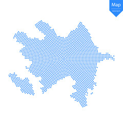 Fototapeta premium Abstract graphic Azerbaijan map from point blue on a white background. Vector illustration.