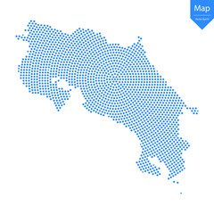 Abstract graphic Costa Rica map from point blue on a white background. Vector illustration.