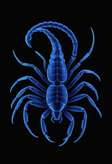 Obraz premium A scorpion glowing under black light. 