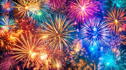 Fototapeta premium A sky full of color when fireworks light up the night.
